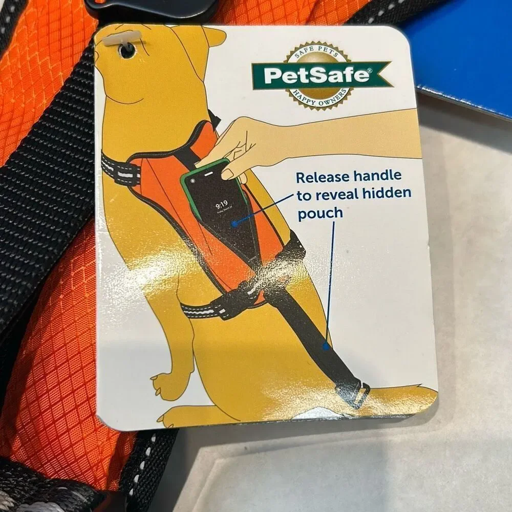 NEW PetSafe Walk Along Outdoor Harness Sz Small Orange Reflective 15-35 lbs